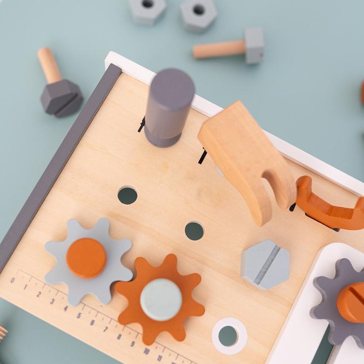 Immagine prodotto Activity Board Banco da lavoro in legno, cassetta degli attrezzi con nome, giocattolo in legno per bambino, regalo