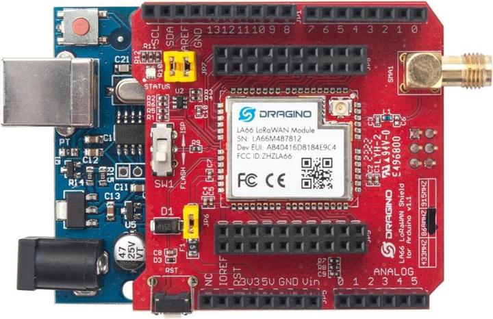 Actual product image Dragino LA66 LoRaWAN Shield 868MHz