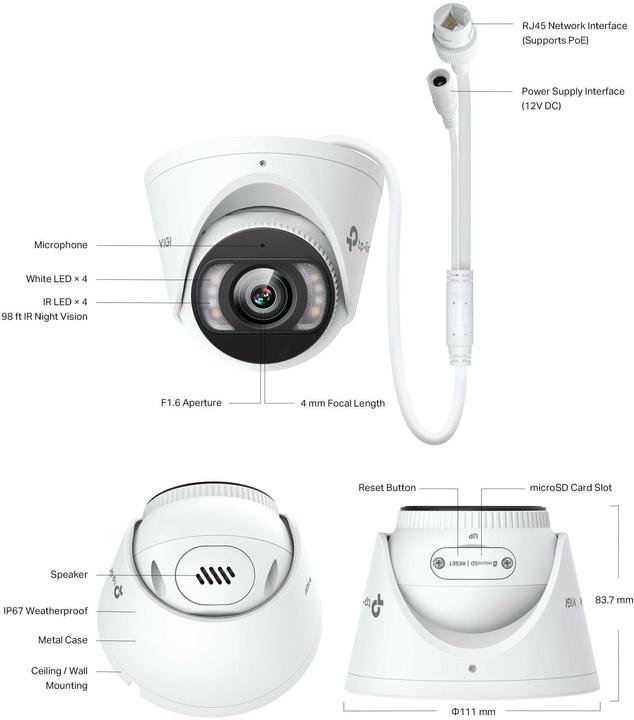 Produktbild TP-Link 8mp Turret Network Camera (3840 x 2160 Pixels)