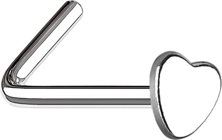 Immagine prodotto Star Piercing Nasenstecker gewinkelt silber mit Herz (senza ottone, Acciaio chirurgico 316L)