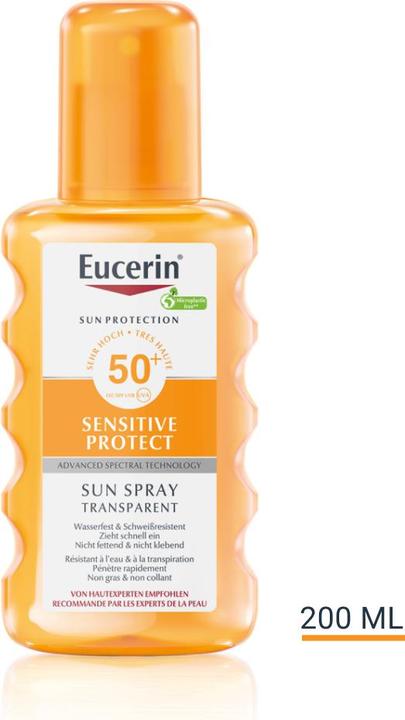 Produktbild Eucerin SUN Body Spray Sensitive Protect Transparent LSF 50+ (Sonnenspray, SPF 50, 200 ml, 213 g)