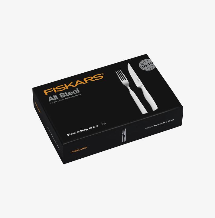 Actual product image Fiskars All Steel Steak cutlery set, 12 pieces (12 Piece, Cutlery set)