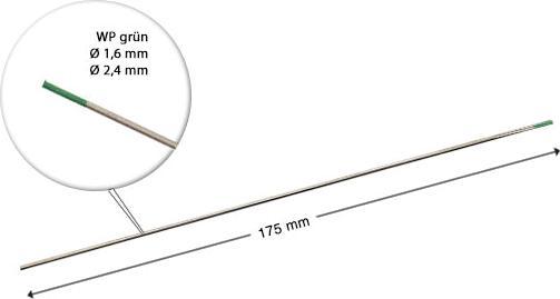 Immagine prodotto Stahlwerk Elettrodi di tungsteno WP Green Set 5 x 1,6 mm + 5 x 2,4 mm x 175 mm