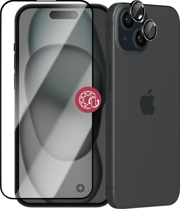 Actual product image Bigben Connected Protective film for iPhone 15 Verreganischer + camera lenses (1 Piece, Apple iPhone 15)