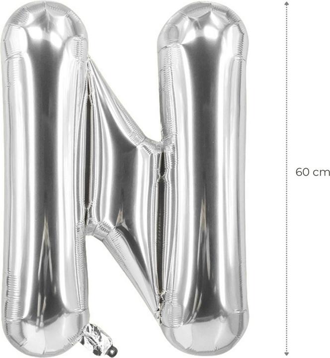 Produktbild Hermex Buchstabenballon N Silbrig Geburtstagsparty Ballon Folienballon 60cm