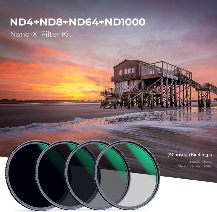 Produktbild K&F Concept ND Filter Kit ND4/8/64/1000 Nano X 52mm (KF-1629) (ND- / Graufilter, 52 mm)