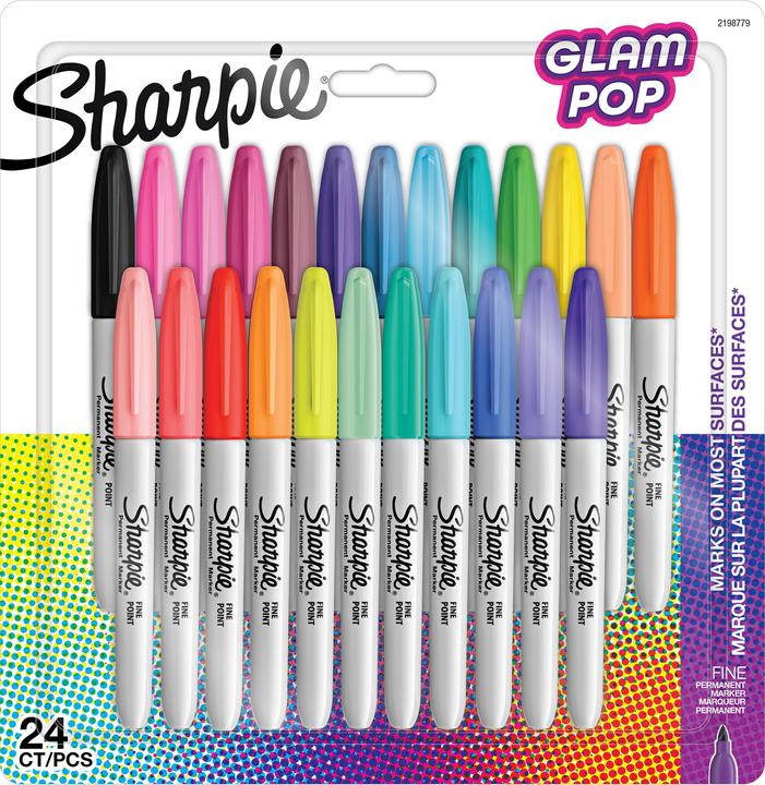 Actual product image Newell Sharpie - Permanent Marker Fine Glam Pop 24-Blister (2198779) (Multicoloured, 0.90 mm, 24 x)