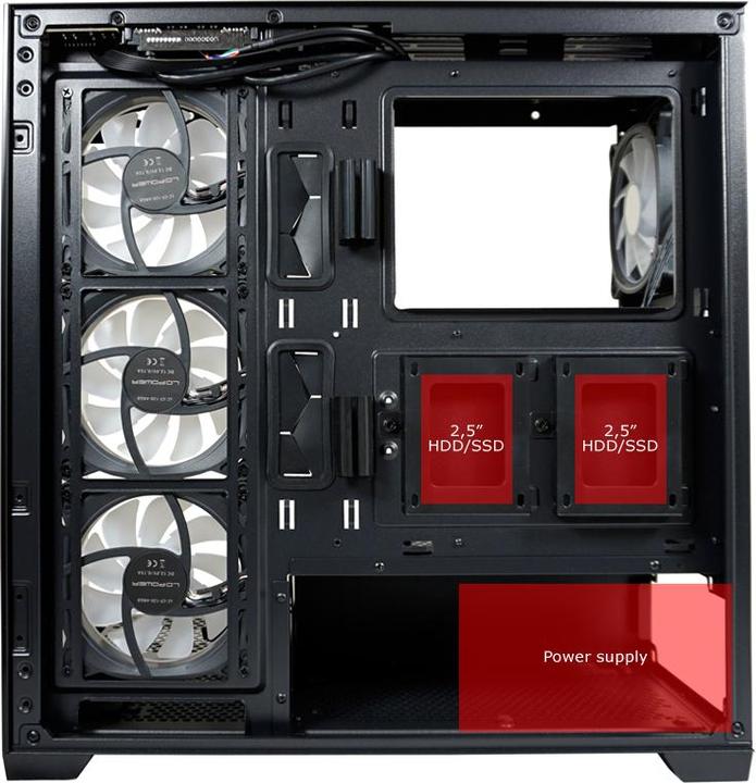 Actual product image LC-Power Housing MidiTower 715B black USB3.2/Audio,without power supply,SEAMLESS X (mATX, Mini-ITX, ATX)