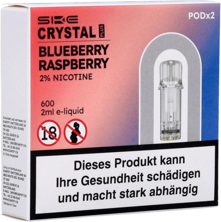 SKE Crystal Plus Blueberry Raspberries- E-Pod refill - 2 pcs. à 2 ml (Bilberry)