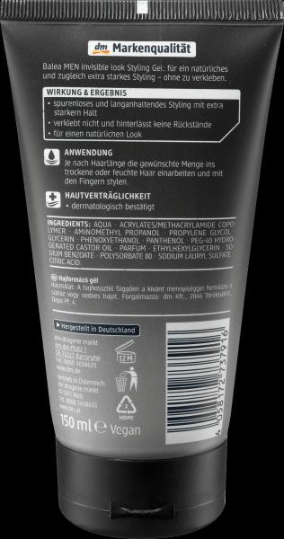 Produktbild dm Balea MEN Styling Gel Invisible Look (Haargel)