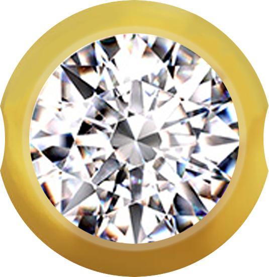 Actual product image Star Piercing Ball Closure gold-plated ball with silver crystal (without brass, Surgical steel 316L)