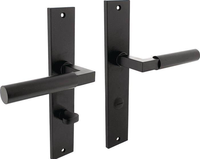Produktbild Intersteel Langschildschildgarnitur Baustil Zamak F71 schwarz WC 72 mm DIN links / rechts (Türgarnitur)