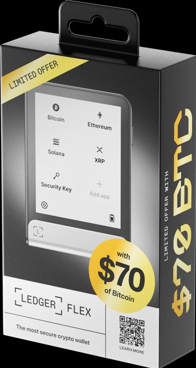 Produktbild Ledger Flex + 70$ BTC Voucher (Litecoin, Bitcoin, Cardano, Weitere, Dogecoin, TRON, Ethereum Classic, Ripple, Bitcoin Cash)