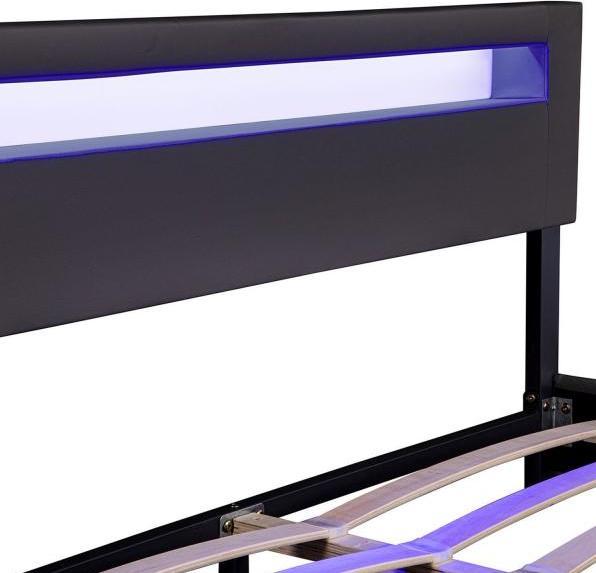 Immagine prodotto Juskys Letto imbottito a LED Parigi (160 x 200 cm)