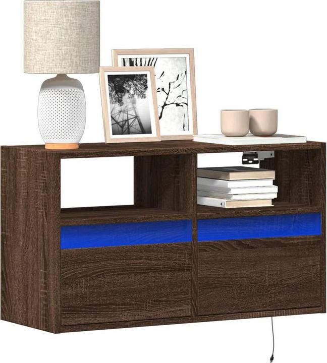 Immagine prodotto VidaXL Mobile TV Parete attrezzata Lavagna sospesa Illuminazione LED effetto rovere marrone