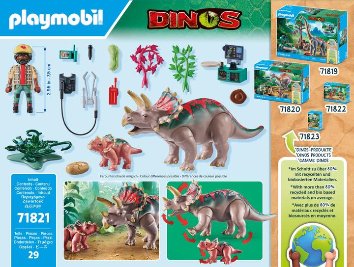 Actual product image Playmobil Triceratops with young animal (71821, Playmobil dinos)