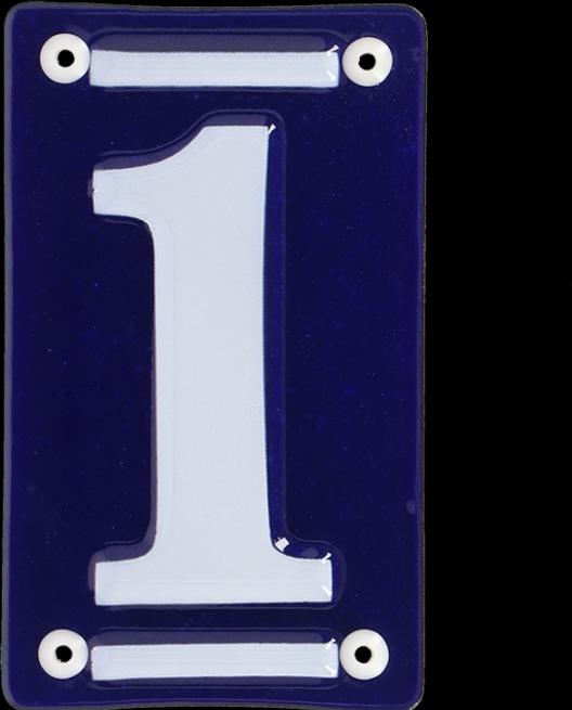 Image du produit Esschert Design Numéro de maison 1 7 cm, bleu/blanc, Couleur des détails : blanc, bleu