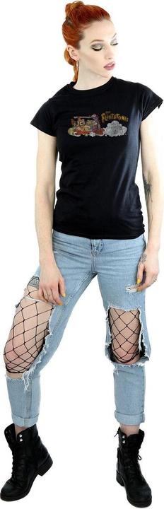 Actual product image The Flintstones Womens/Ladies Family Car Distressed Cotton T-Shirt (M)
