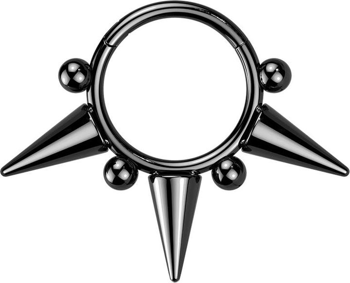 Produktbild Star Piercing Micro Segmentring klappbar schwarz Cone und Kugeln (ohne Messing, Chirurgenstahl 316L)