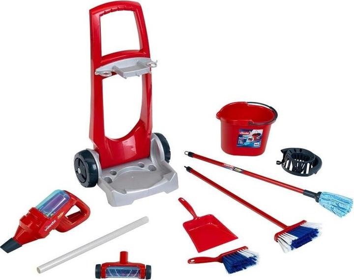 Actual product image Theo Klein 6720 Carrello per le pulizie Vileda con aspirapolvere verticale I Include vari accessori tra cui moc