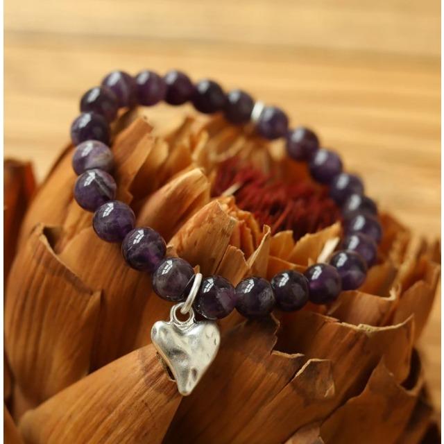 Image du produit Andreani Armband aus echtem Amethyst mit Herzanhänger von (19 cm, Améthyste véritable)