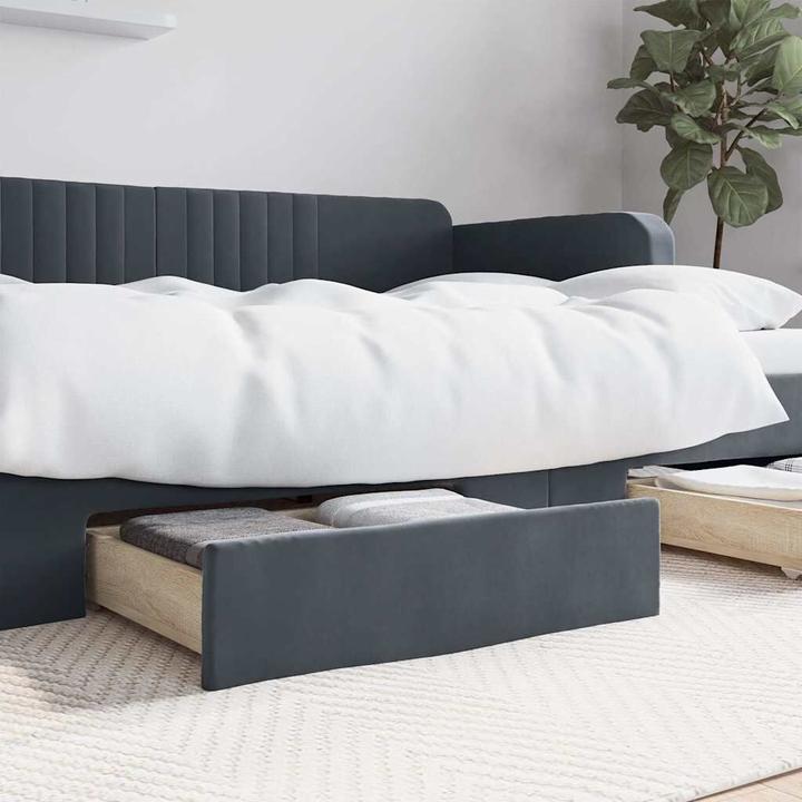 Actual product image VidaXL Bed drawer Bed drawer drawer 2 pcs. Dark grey woodwork velvet velvet (67 x 50 x 16 cm)