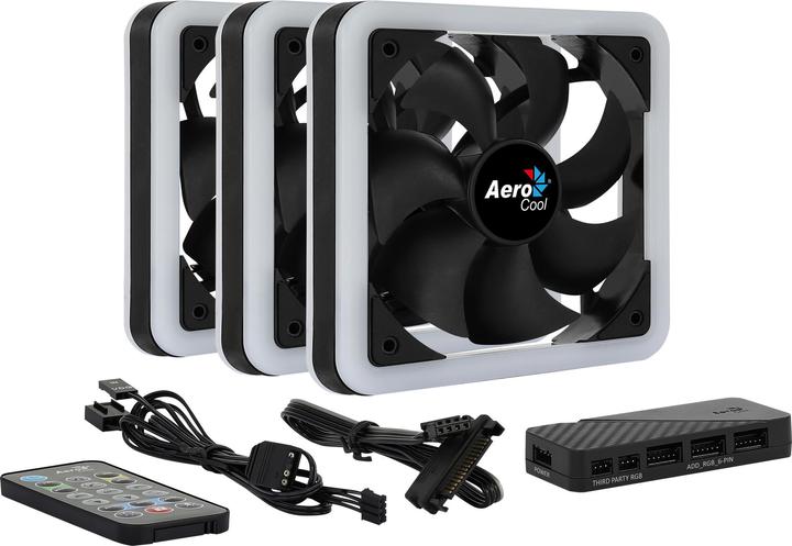 Produktbild AeroCool Edge 14 Pro Lüfter, RGB, 3er Pack inkl. Controller (140 mm, 3 x)
