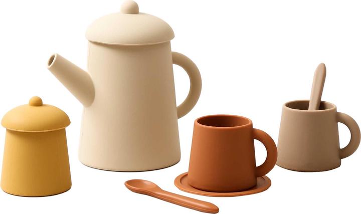 Immagine prodotto Esmée Set da tè per bambini in silicone color terra di Siena/beige, con tazze, bollitore e zuccheriera