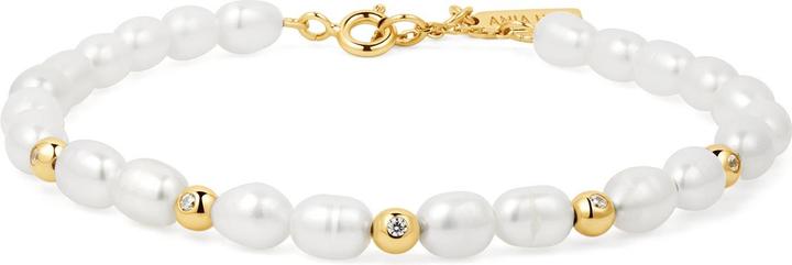 Immagine prodotto Ania Haie Bracciale d'oro con perle d'acqua dolce e castone (16.50 cm, Argento 925)