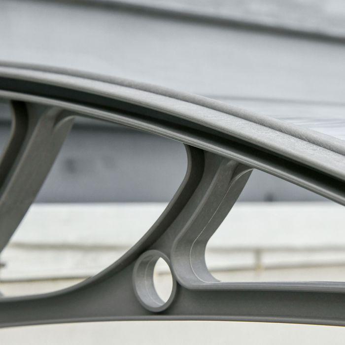 Image du produit Swisshandel24 Vordach für Haustür 100 x 75 cm Pultbogenvordach aus Aluminium und Polycarbonat, silber