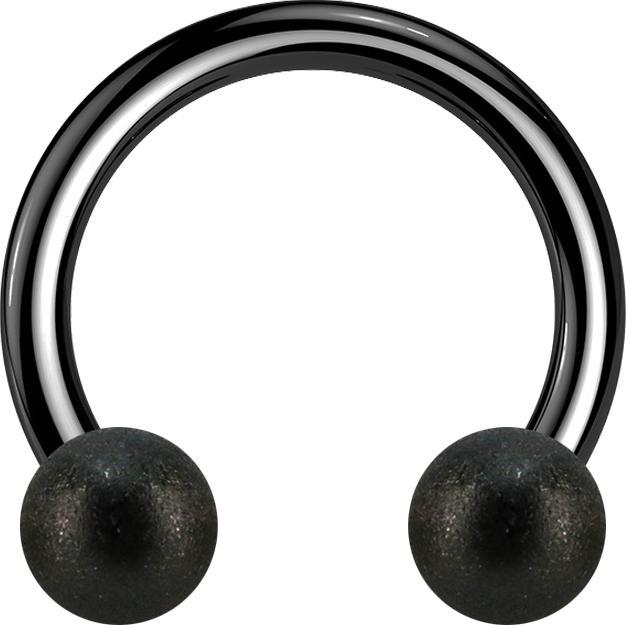 Actual product image Star Piercing Circular barbell black with two speckled balls (without brass, Surgical steel 316L)