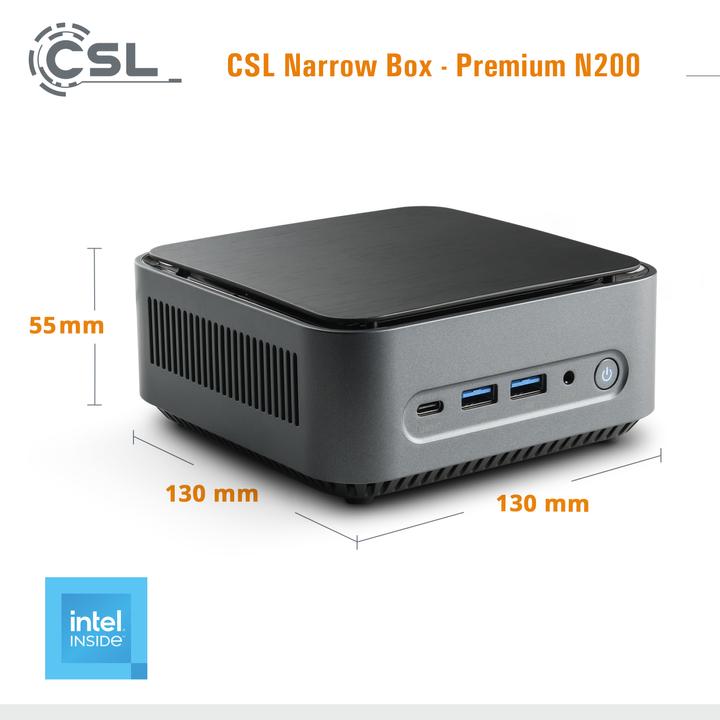 Actual product image CSL Mini-PC Narrow Box Premium / 16GB / 4000 GB M.2 SSD / Win11 (Intel N200, 16 GB, 4000 GB, Intel UHD Graphics)