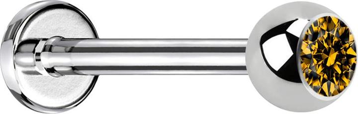 Image du produit Star Piercing Micro Labret argent avec boule de cristal topaze (sans laiton, Acier chirurgical 316L)