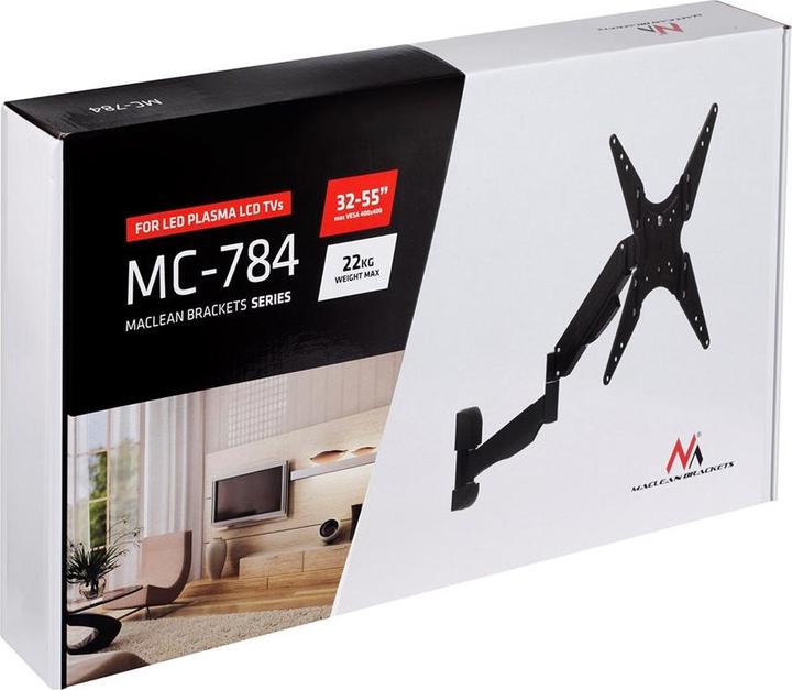 Actual product image Maclean MC-784 - VESA Monitor/TV Holder, 32-55", black, 22 kg (Wall, 55", 21 kg)