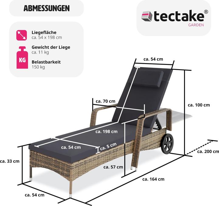 Actual product image tectake Sonnenliege (200 cm)
