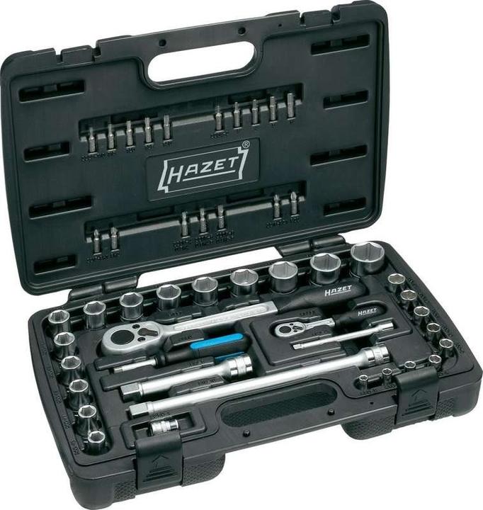 Produktbild HAZET Steckschlüssel Satz 953SPC ∙ Vierkant6,3 mm (1/4 Zoll), Vierkant12,5 mm (1/2 Zoll) ∙ 0,5 x 4 … (24 mm, 17 mm, 19 mm, 10  mm, 16 mm, 27 mm, 26 mm, 18 mm, 11 mm, 20 mm, 12 mm, 22 mm, 14 mm, 23 mm, 13 mm, 25 mm, 15 mm, 21 mm, 3 mm, 5 mm, 7 mm, 6 mm, 8 mm, 9 mm, 4 mm)