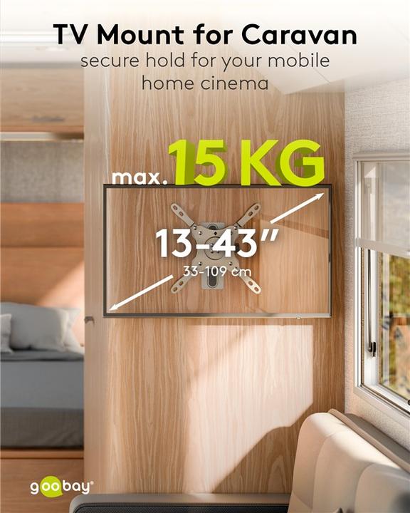 Image du produit Goobay Support TV mural Caravan TILT M, Argent (Mur, 43", 15 kg)