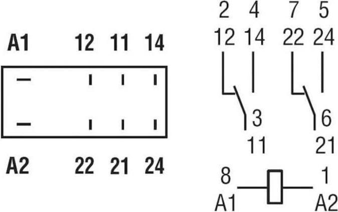 Actual product image Finder Plug in relay w/ flag, 8A, 230Vac, DPDT