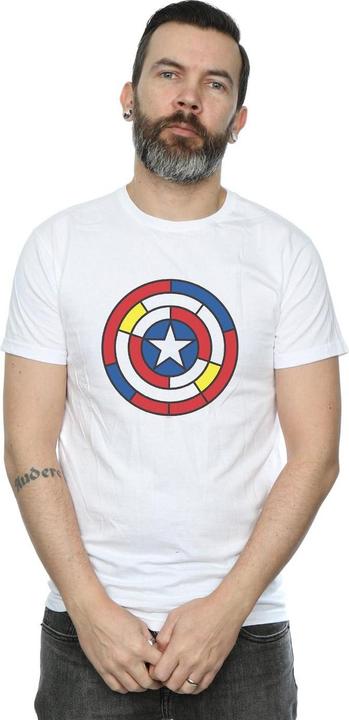 Actual product image Mens Captain America Stained Glass Shield T-Shirt (M)