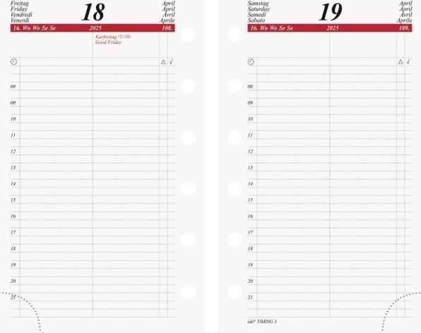 Immagine prodotto Rido Calendario giornaliero Timing 3 1 giorno/pagina 7,6x12,7cm 2025 (Tedesco, Inglese, Francese, Italiano)