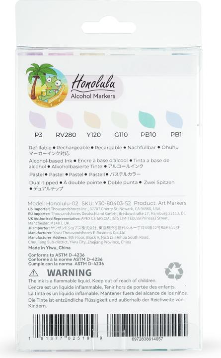 Produktbild Ohuhu Honolulu Kunstmarker (6 Stk.) - Pastellfarben (Pastellfarben, 6 x)