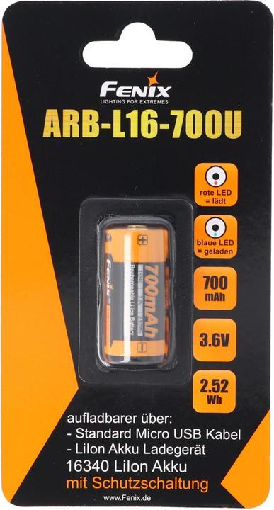 Image du produit Fenix Pile CR123 A avec fonction de charge USB intégrée et AccuCell AkkuBox