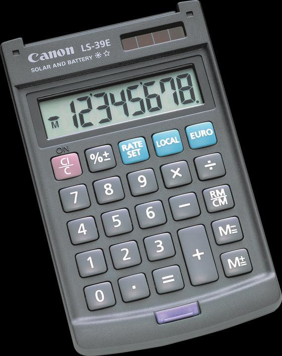 Actual product image Canon LS-39 E calculator, solar/battery operation (Batteries, Solar cells)