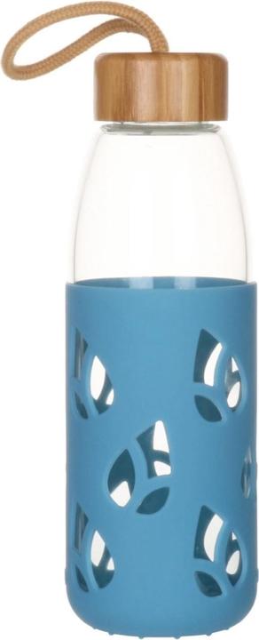 Image du produit Pebbly Glasflasche m. Bambusd. und Silikon-Ärmel, blau, 55cl (0.55 l)