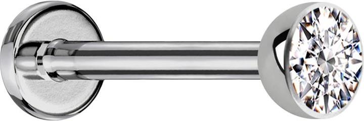 Image du produit Star Piercing Micro Threadless Labret silber Halbkugel mit Kristall silber (sans laiton, Titane G23)