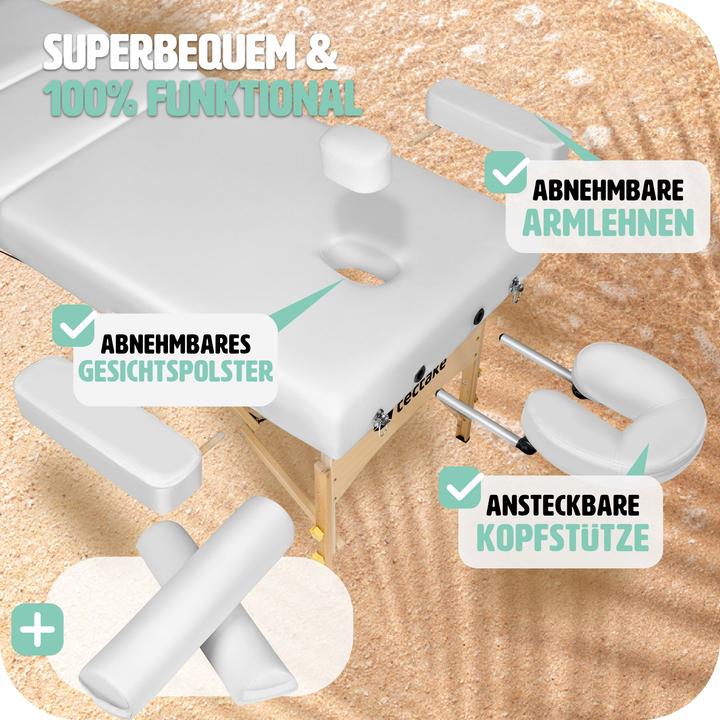 Actual product image tectake Ensemble de table de massage à 3 zones Somwang avec rembourrage de 7,5 cm d'épaisseur, rouleaux et c