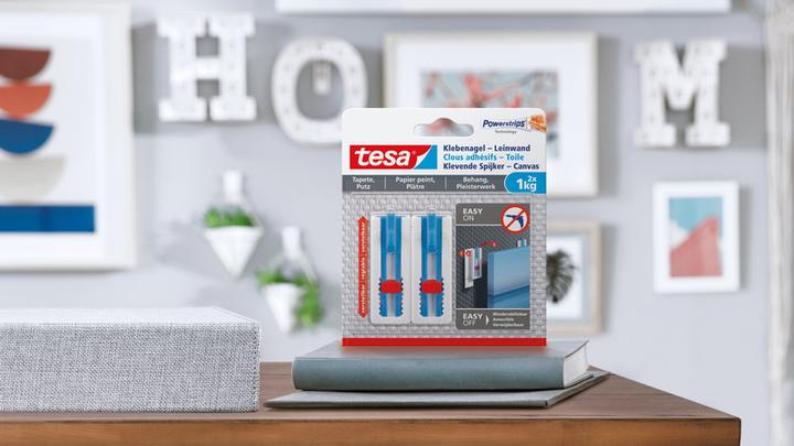 Actual product image tesa Adhesive nail for wallpaper & plaster, ideal for canvas & stretcher frames
