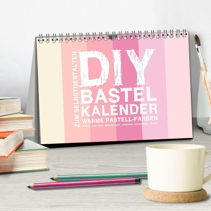 Image du produit DIY Bastel-Kalender -Warme Pastell Farben- Zum Selbstgestalten (Tischkalender 2025 DIN A5 quer), CAL (A5, Allemand)