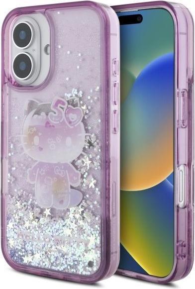 Actual product image Hello Kitty HKHCP16SL50PPU iPhone 16 6.1" fioletowy/purple hardcase Liquid Glitter 50TH Anniver (Apple iPhone 16)