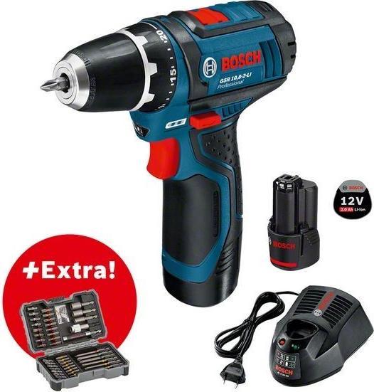 Produktbild Bosch Professional Professional Set: Akku-Bohrschrauber GSR 12V-15, 2x 2,0-Ah-Akku, 43-tlg. Bit-Set (Akkubetrieb)